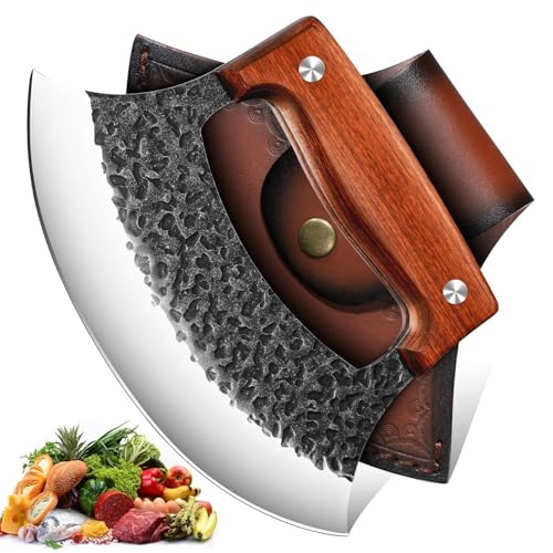 Ulu Knife Hand Forged Mezzaluna Rocker Knife - Pizza Cutter - Variation of THIS listing