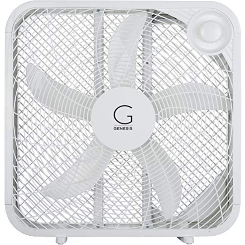20-Inch Box Fan with 3-Speed Settings, Max Cooling Technology, Carry Handle - White