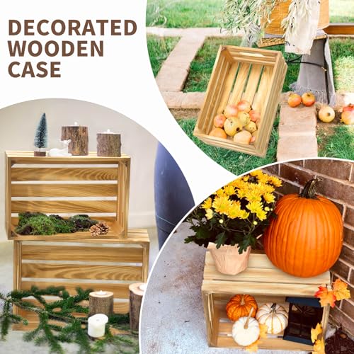 Small Wooden Crates Set of 6 Nesting Storage Bins Rustic Display Boxes