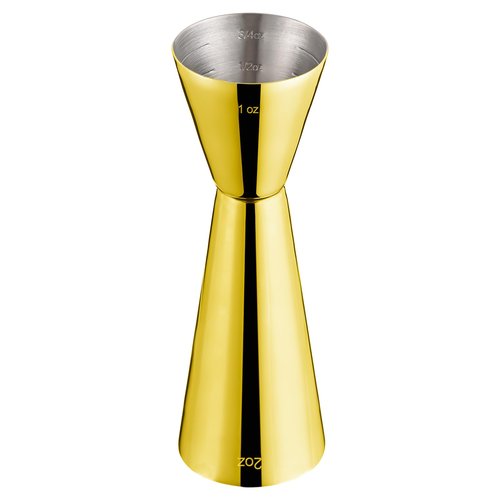 Briout Jigger for Bartending, Double Cocktail Jigger Japanese Premium 304 Food Grade Stainless Steel Jigger 2 OZ 1 OZ with Measurements Inside, Flat Edge Gold