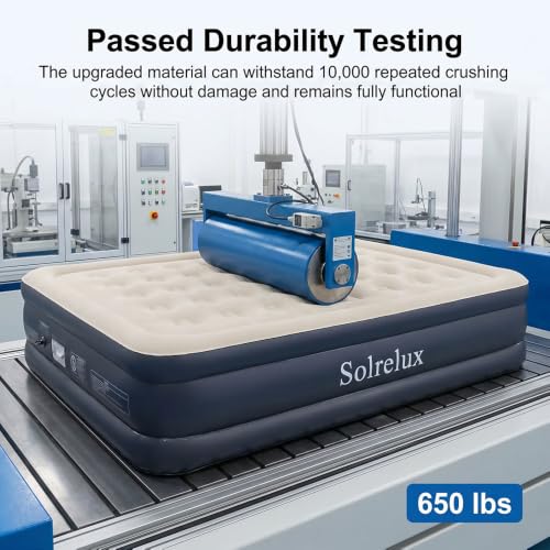 Queen Air Mattress with Built-In Pump 18 Inch Raised Inflatable Bed for Home & Camping