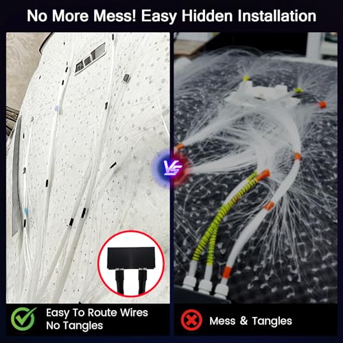 Split Starlight Headliner Kit 400pcs 0.02in 4.9ft Fiber Optic RGBW Star Lights for Car with 2 Light Heads 16W Engine 1+2+400*0.5*1.5m