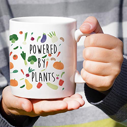Retreez Funny Powered By Plants Vegan Vegetarian 11 Oz Ceramic Coffee