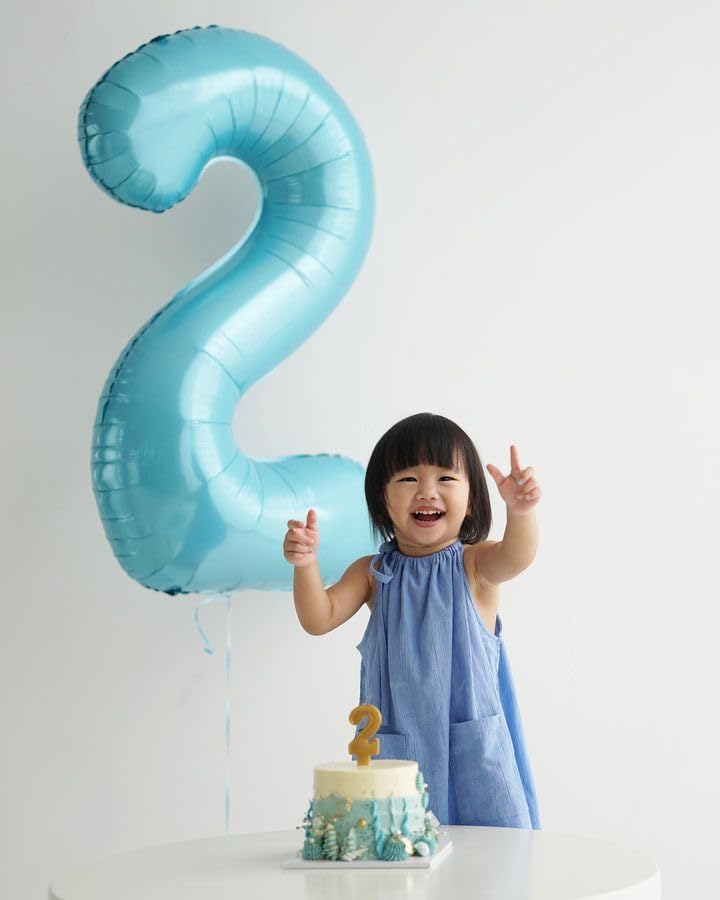 Pearlescent Blue 40-Inch Number Balloon - Perfect for Birthday Celebrations | Ideal for All Ages