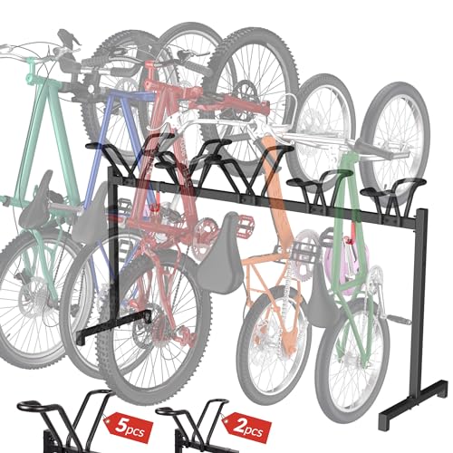 Sttoraboks 5-Bike Floor Stand - Adjustable Garage Bicycle Storage Rack with Versatile Brackets