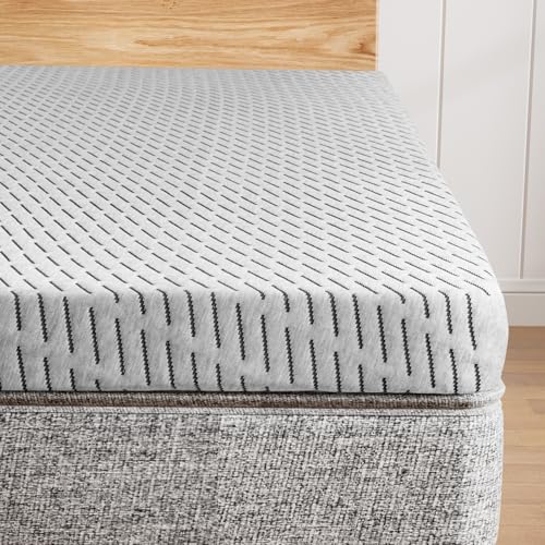 HOMRELEXA Twin XL 3 Inch Bamboo Mattress Topper with Cooling Gel & Charcoal Foam