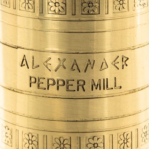 Greek Pepper Mill 9-Inch Brass - European Handcrafted Refillable Spice Grinder Variation of Brass / 9-Inch Pepper