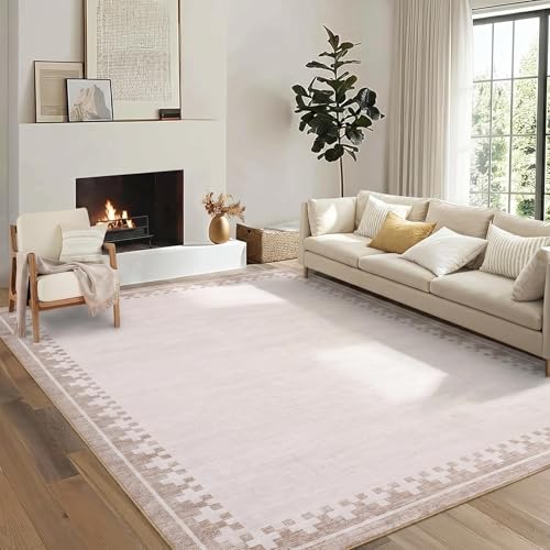 GarveeHome 8x10 Light Beige Cross Border Living Room Rug Non Slip Durable Carpet
