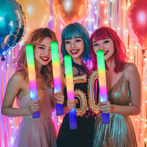 68 Pcs Foam Glow Sticks – LED Light Up Wands with 3 Modes (Fast/Slow/Alternating) for Parties (Variation: 68Pcs-Foam glow sticks)