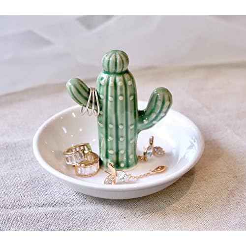 PUDDING CABIN Cactus Ring Holder Dish, Decorative Cactus Decor, Birthday & Christmas Gifts for Women & Girls