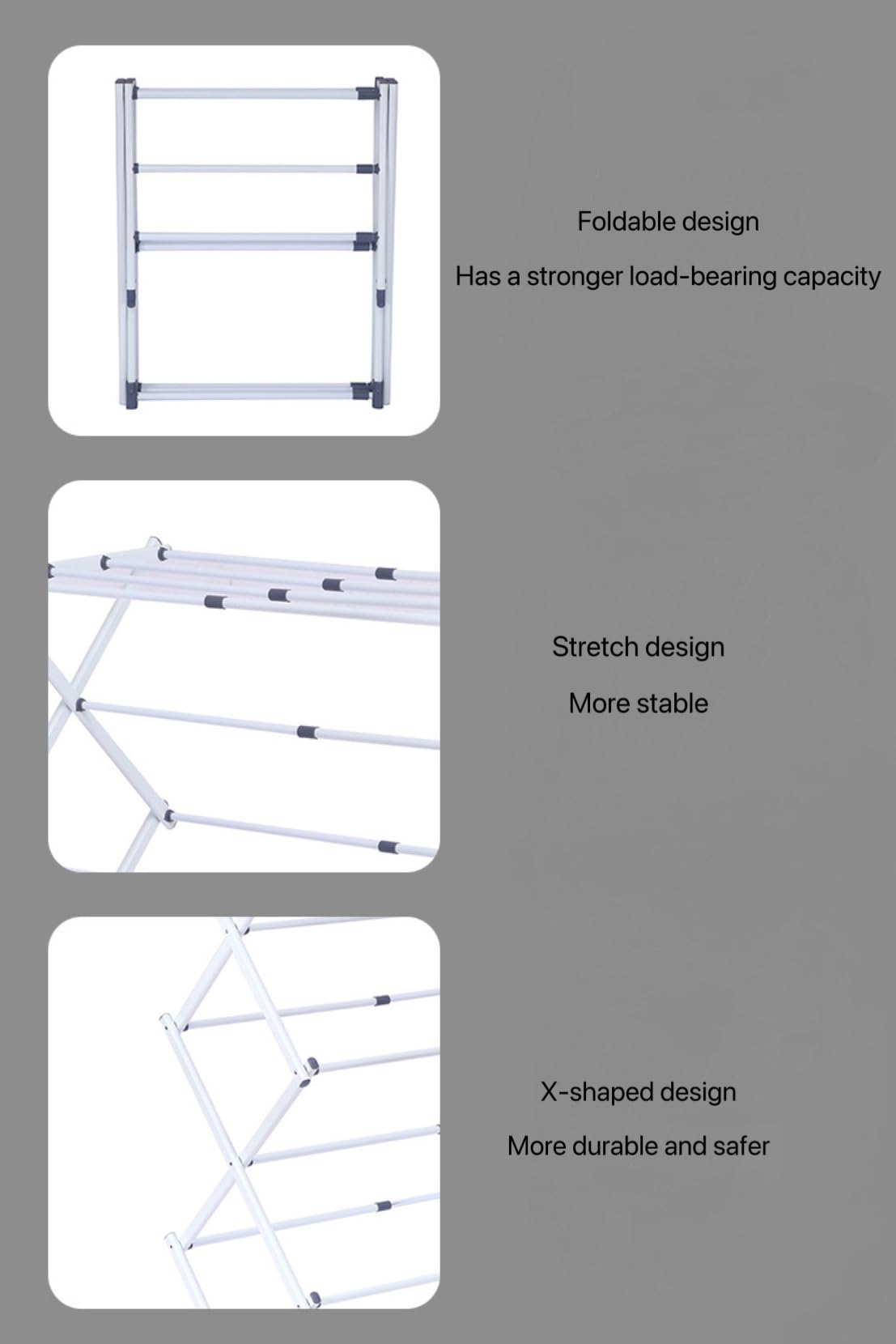 Maomo Standard Metal Drying Rack - Easy to Install Without Tools, Space-Saving telescoping Design, 16.93-29.92 inches Wide, White.
