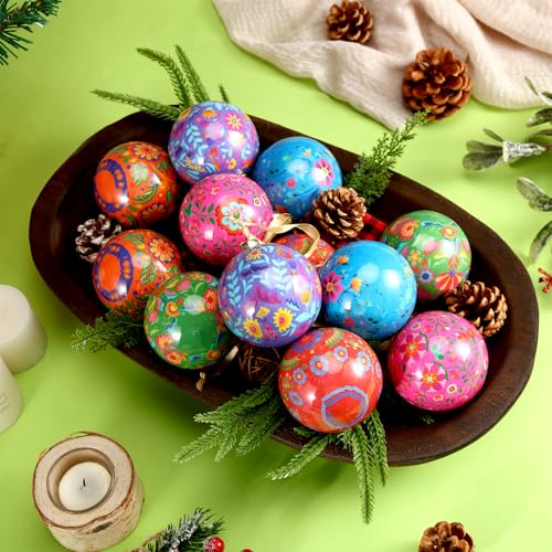 Syhood Mexican Flowers Christmas Ornaments — 12 Pcs Mexican Floral Ball Decorations