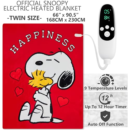 Get Trend Snoopy Electric Heated Blanket Twin Size with 9 Heat Settings