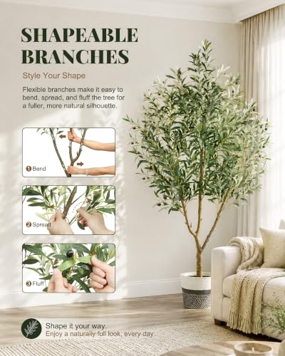Lanlelin 7FT Artificial Olive Tree with Woven Basket for Indoor Decor