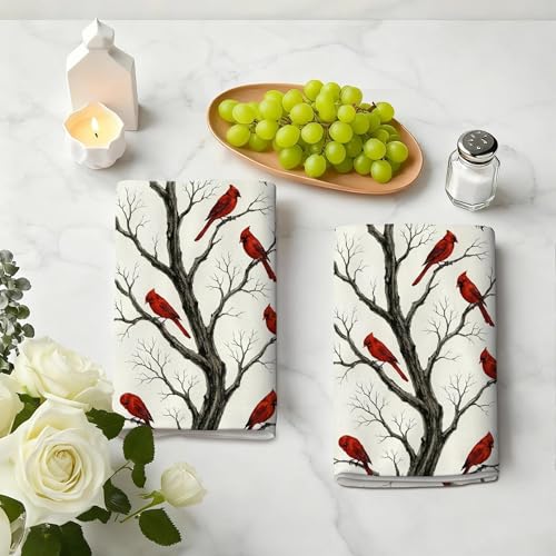 Cardinal Christmas Kitchen Towels, Absorbent 16x24 Dish Hand Towels