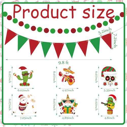 5 Pieces Feliz Navidad Banner Mexican Christmas Decorations Red Green Spanish Christmas Banner Merry Christmas Bunting for Xmas Holiday Party Office Indoor Home Decor