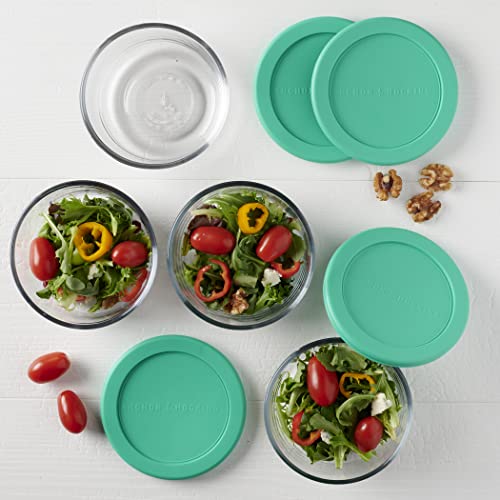 Glass Food Storage Containers Set of 4 - 2-Cup, Mint SnugFit Lids
