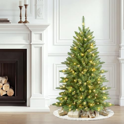 Puleo International 4.5ft Slim Fraser Fir Artificial Christmas Tree with 150 Clear Lights