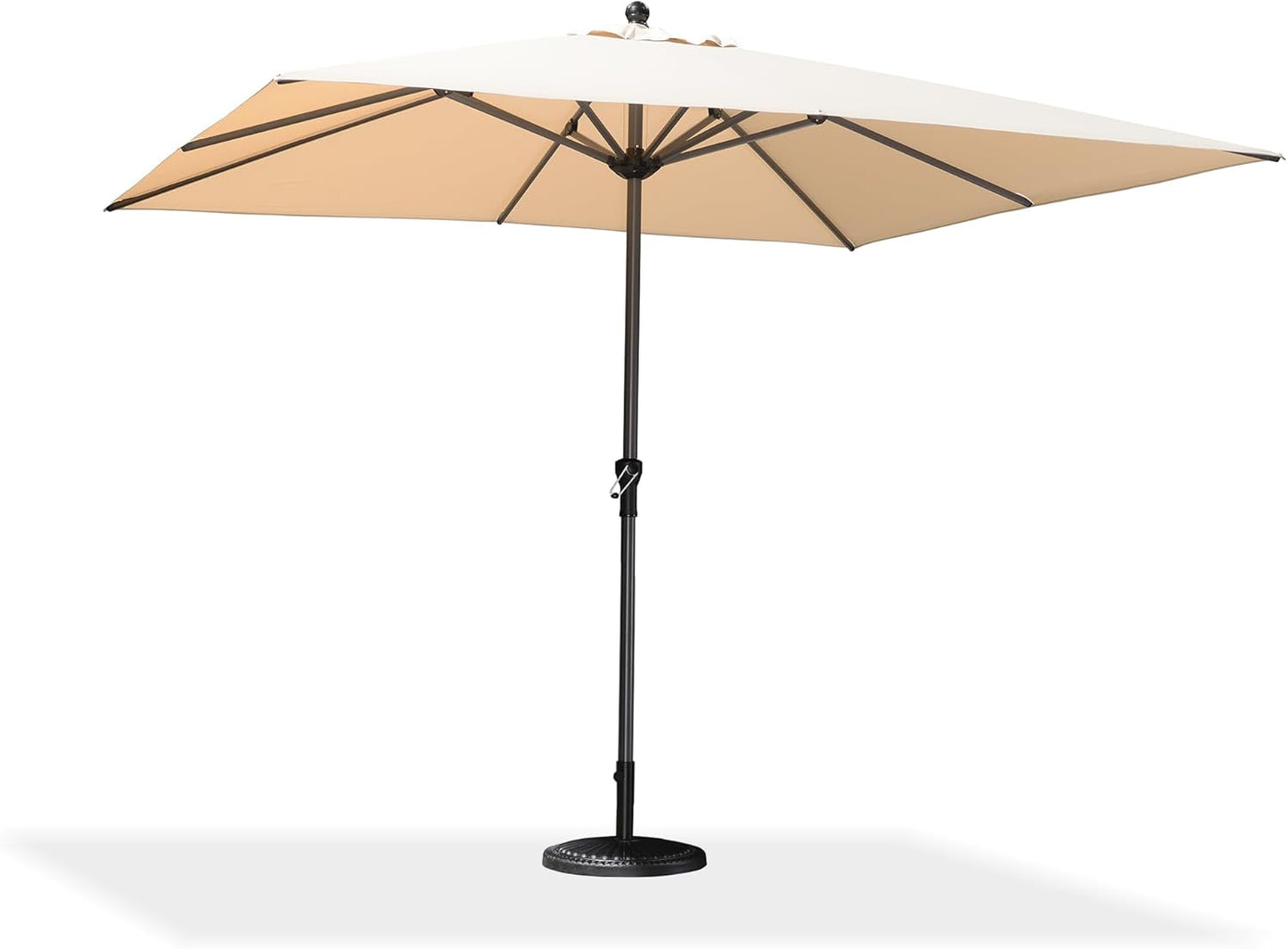 PURPLE LEAF 10' x 10' Square Patio Umbrella - Durable Aluminum Frame with 8 Ribs | Beige Sunshade for Garden & Pool