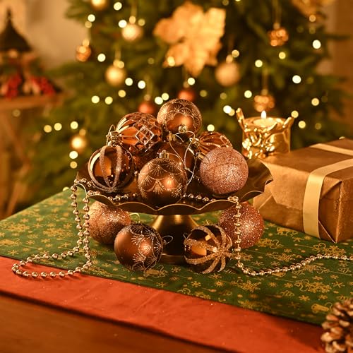 Valery Madelyn Copper Gold Christmas Tree Ornaments Set 30pcs 2.36 Inch