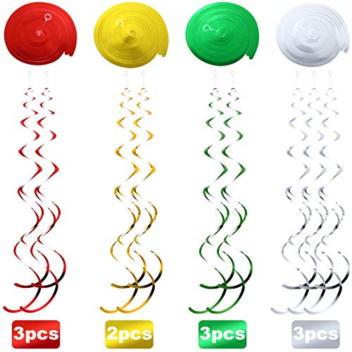 50 Pcs Christmas Ceiling Hanging Decorations Foil Swirls & Balls Set