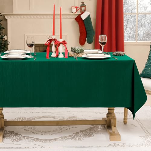 Softalker Green Rectangular Jacquard Christmas Tablecloth 60 x 104 Inches Waterproof