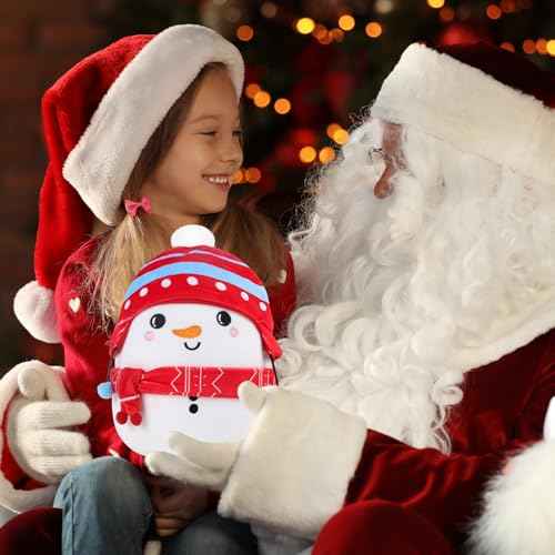 Christmas Snowman Plush Toys - 8 Inch Snowman Stuffed Animal Toy with Embroidery Soft Christmas Plushies with Scarf Hat Cute Plush Pillow Xmas Holiday Birthday Gifts for Kids Boys Girls