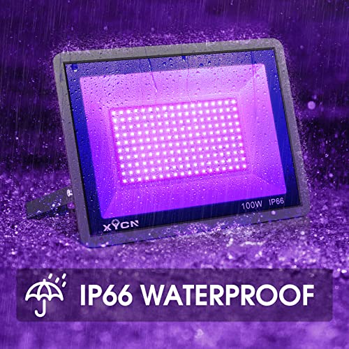 4 Pack 100W LED Black Light Flood Lights - Waterproof Stage Party Glow