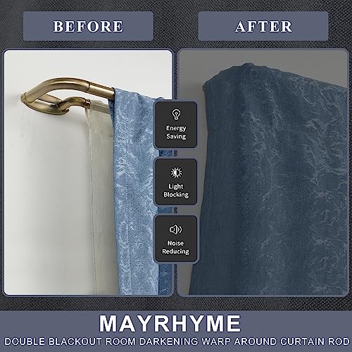 Mayrhyme Antique Bronze Double Curtain Rod 72-144 Inch Adjustable Room Darkening Drapery Rod with Wrap Around Design