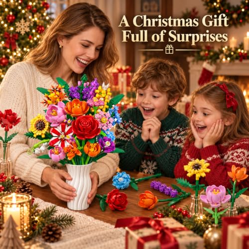 MyDOVA Flower Advent Calendar 2026 - 24 Building Block Flowers for Kids & Adults