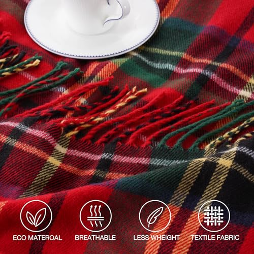 Christmas Red Plaid Throw Blanket for Couch & Bed - 50x60 inches, Soft & Cozy, Battilo Holiday Decor