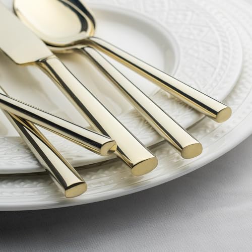 Champagne Gold 45-Piece Flatware Set for 8 - Forged Stainless Steel Modern Tableware