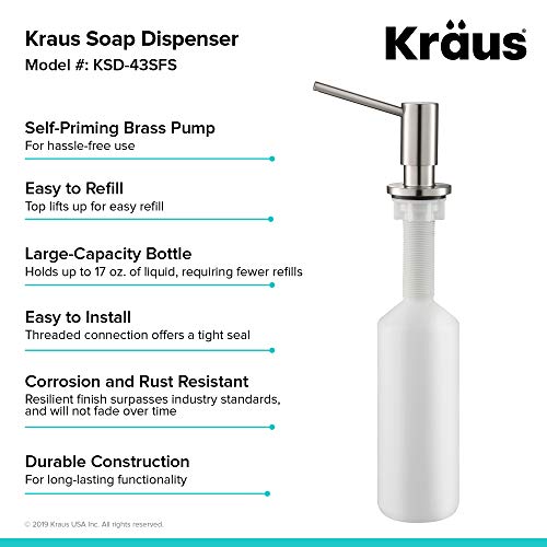 KRAUS Kitchen Soap and Lotion Dispenser in Spot Free Stainless Steel KSD-43SFS