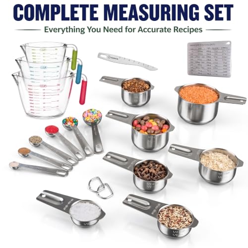 18 Pcs Stainless Steel Measuring Cups & Spoons Set - Precision Kitchen Tools