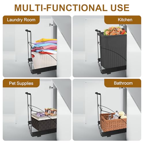 Black Pull Out Trash Can for Cabinets - Under Sink Organizer, Fits 7-13 Gallon