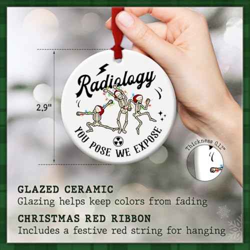 Funny Radiology Christmas Ornament 2025 - Radiologist Ornament Gift for X-Ray Tech, MRI Technologist, Radiologic Technologist, Radiographer Students & Coworkers - Ceramic Radiology Decoration