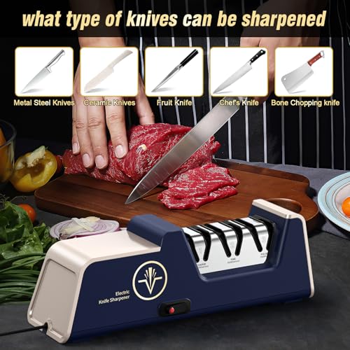 Gold 3-Stage Electric Knife Sharpener with Diamond Abrasives