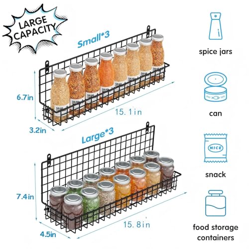 JKsmart Black 6-Tier Wall & Over-the-Door Spice Rack Organizer - Two Sizes