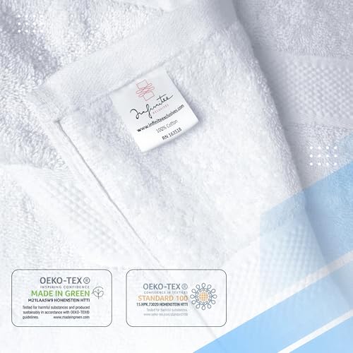 Infinitee Xclusives White Bath Towels 4-Pack - 100% Ring-Spun Cotton, Luxurious & Absorbent
