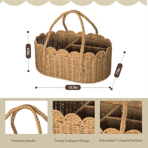 Camel Baby Diaper Caddy Organizer with Removable Dividers - Nursery Storage Basket