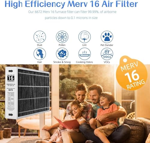 Foglapius 16x25x5 MERV 16 Furnace Air Filter Pack of 2 Compatible with Lennox X6672