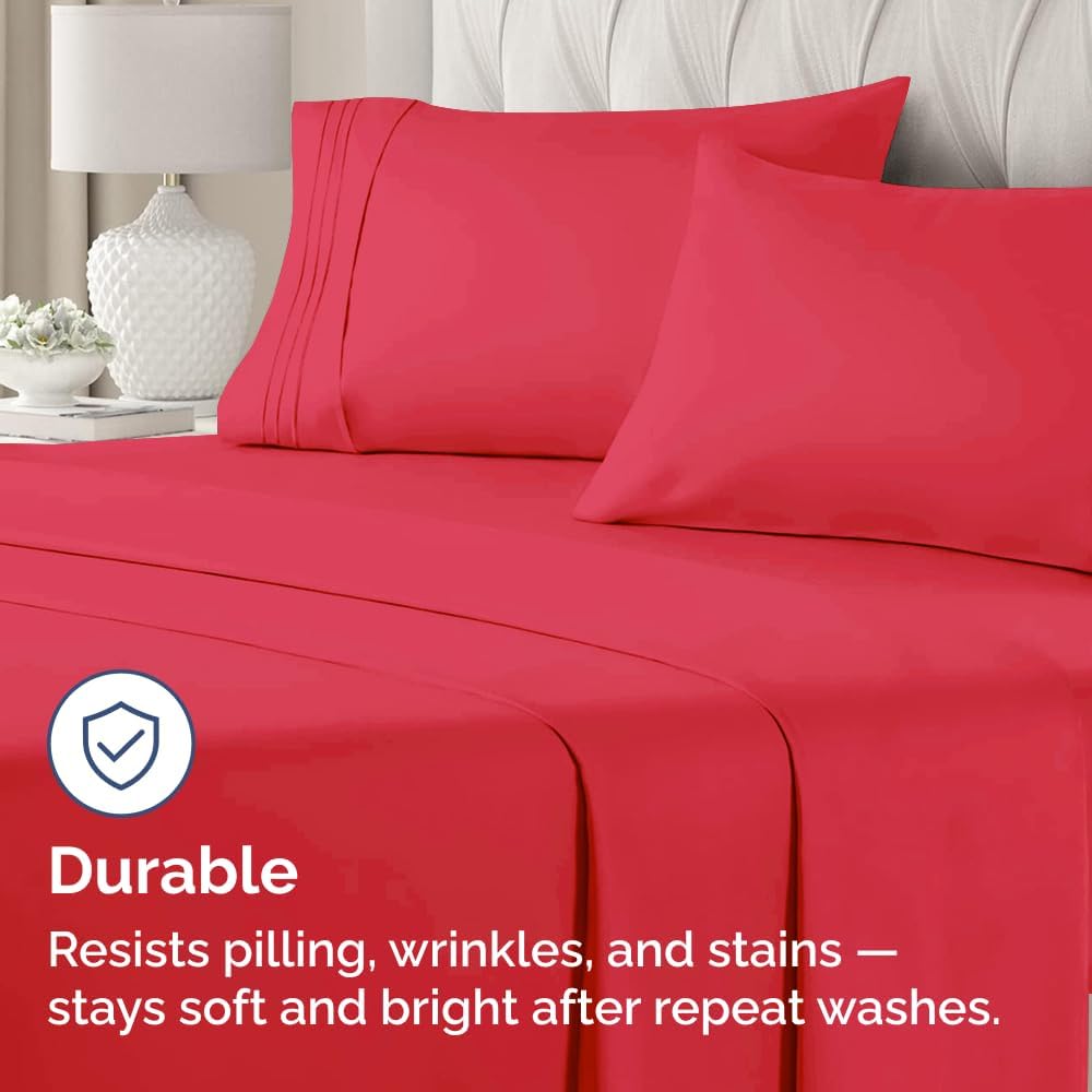 Ultra Soft Queen Pillow Cases Set of 2 | Hotel Quality, Cooling & Wrinkle-Free - Red