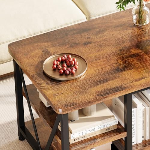 Farmhouse Coffee Table with Storage - 39.3-Inch Rectangular Living Room Table