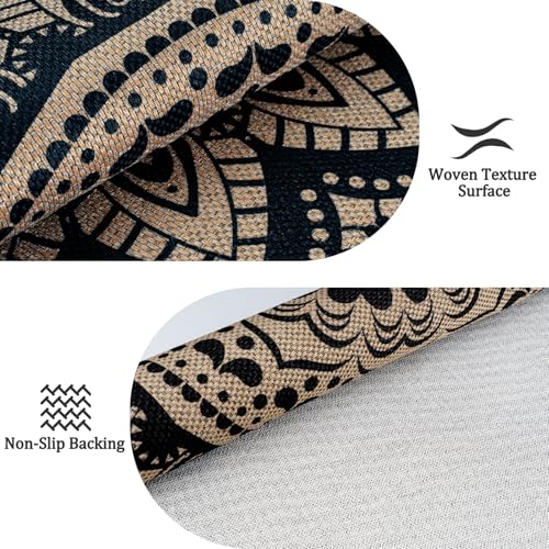 VSIWB Boho Black Round Outdoor Rug 8ft Washable Non-Slip Area Carpet