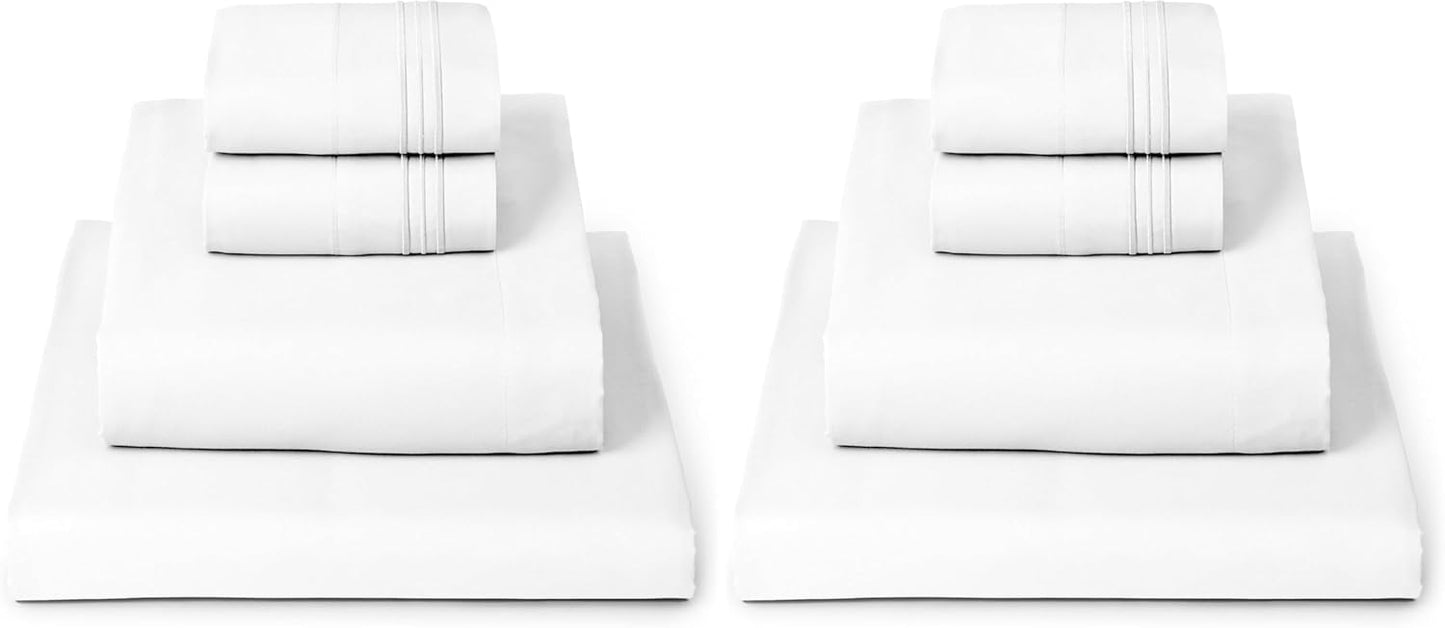 Mellanni Full Sheets Set - 4 PC Hotel Luxury Bedding | Extra Soft, Cooling, Wrinkle-Resistant (White)