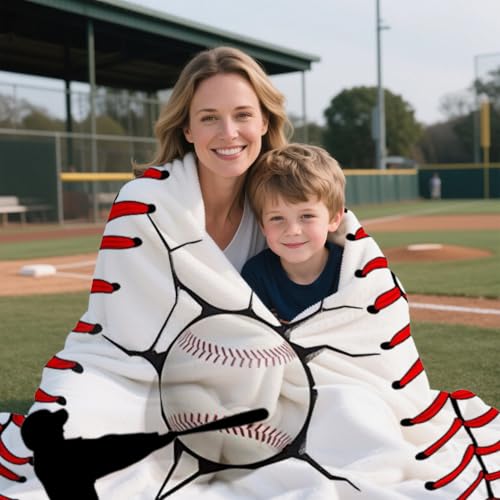 Baseball Blanket for Boys 8-12, Christmas Birthday Fleece Blankets for Men Baseball Lover Gifts, Flannel Fluffy Sofa Couch Bed Baseball Room Decor 60" x 50"