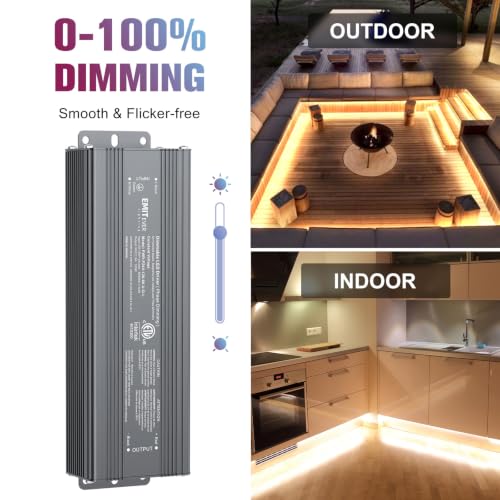 120W IP66 Triac Dimmable LED Driver - AC 120V to 24V Power Supply, Full Range Flicker-Free Dimming