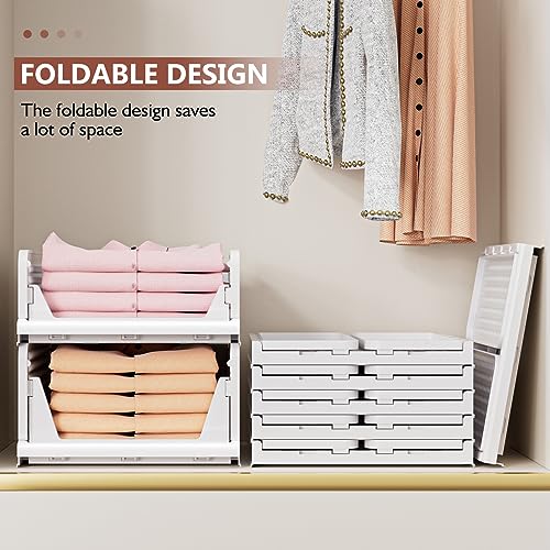 4 Pack Folding Closet Organizers Storage Bins - Stackable Plastic Drawer Baskets - White 4L - Variation of THIS listing