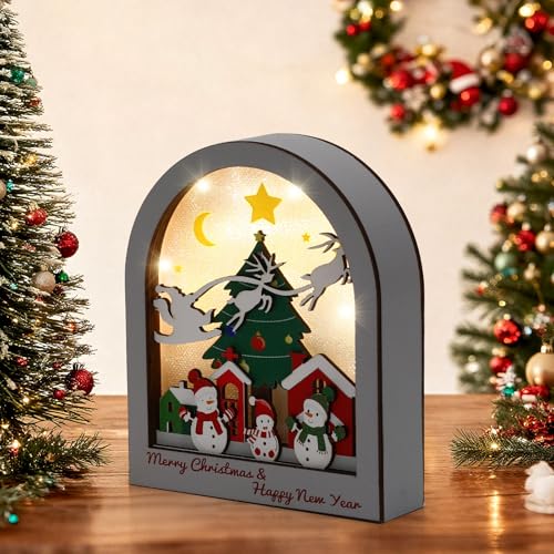 Christmas Village LED Snowman Scene Decor - White Variation