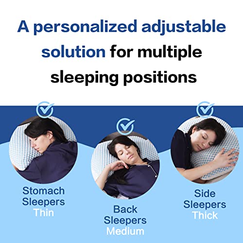 King Size Cooling Pillow Set of 2 - Adjustable Shredded Memory Foam Pillows